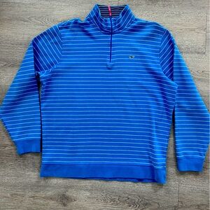 Vineyard Vines Men's Blue and White Zip-Up Sweater